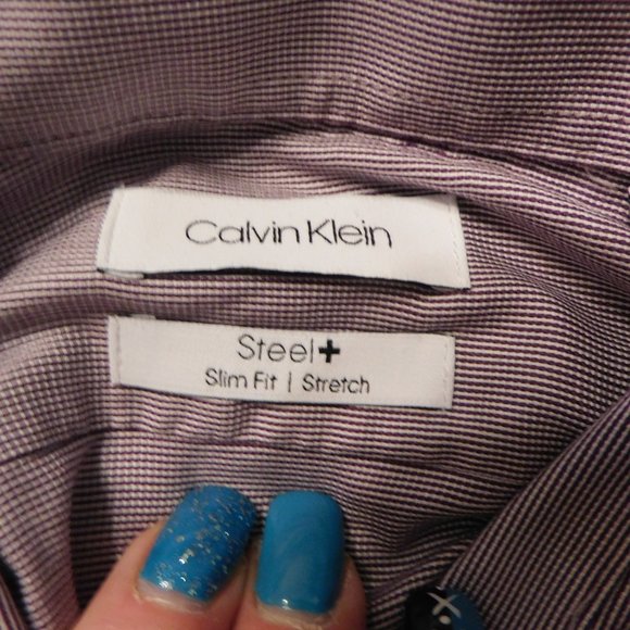 Calvin Klein Men's Dress Shirt Purple 18 - Picture 3 of 6
